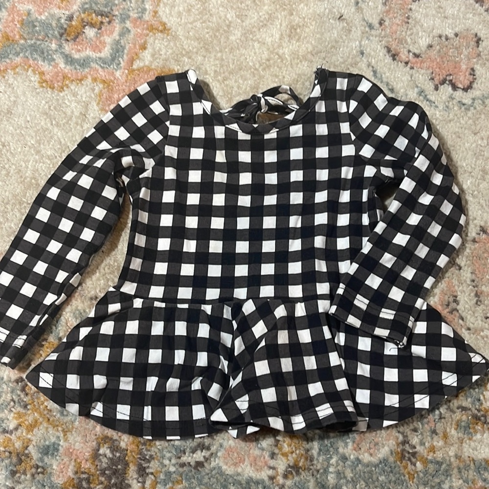 Ricrac and ruffles brand, 24 months, black and white checkered